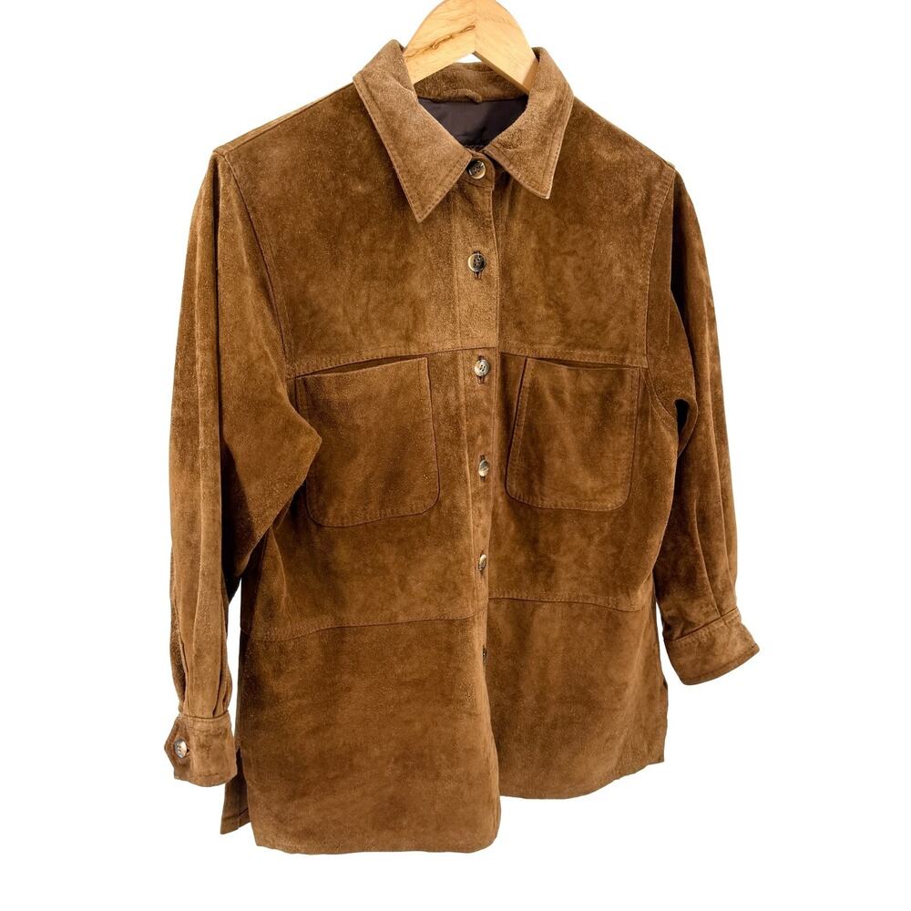 Vintage 90s Mario Hernandez Brown Genuine Suede Shirt Jacket